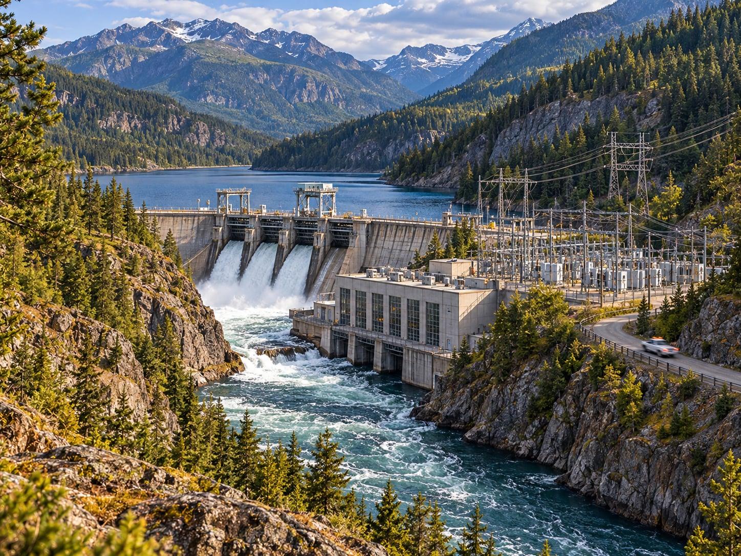 British Columbia regional artwork with electricity infrastructure