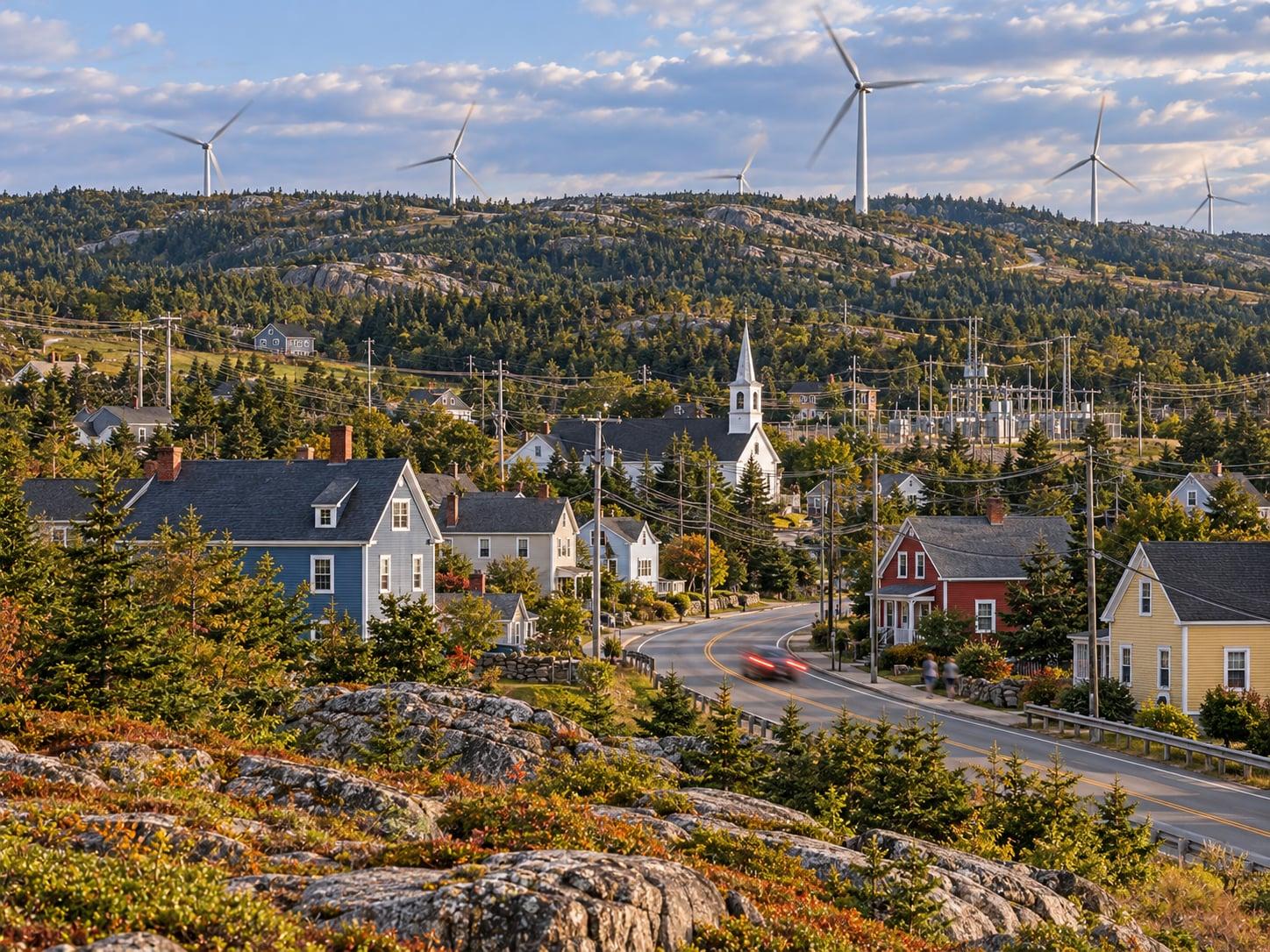 Nova Scotia regional artwork with electricity infrastructure