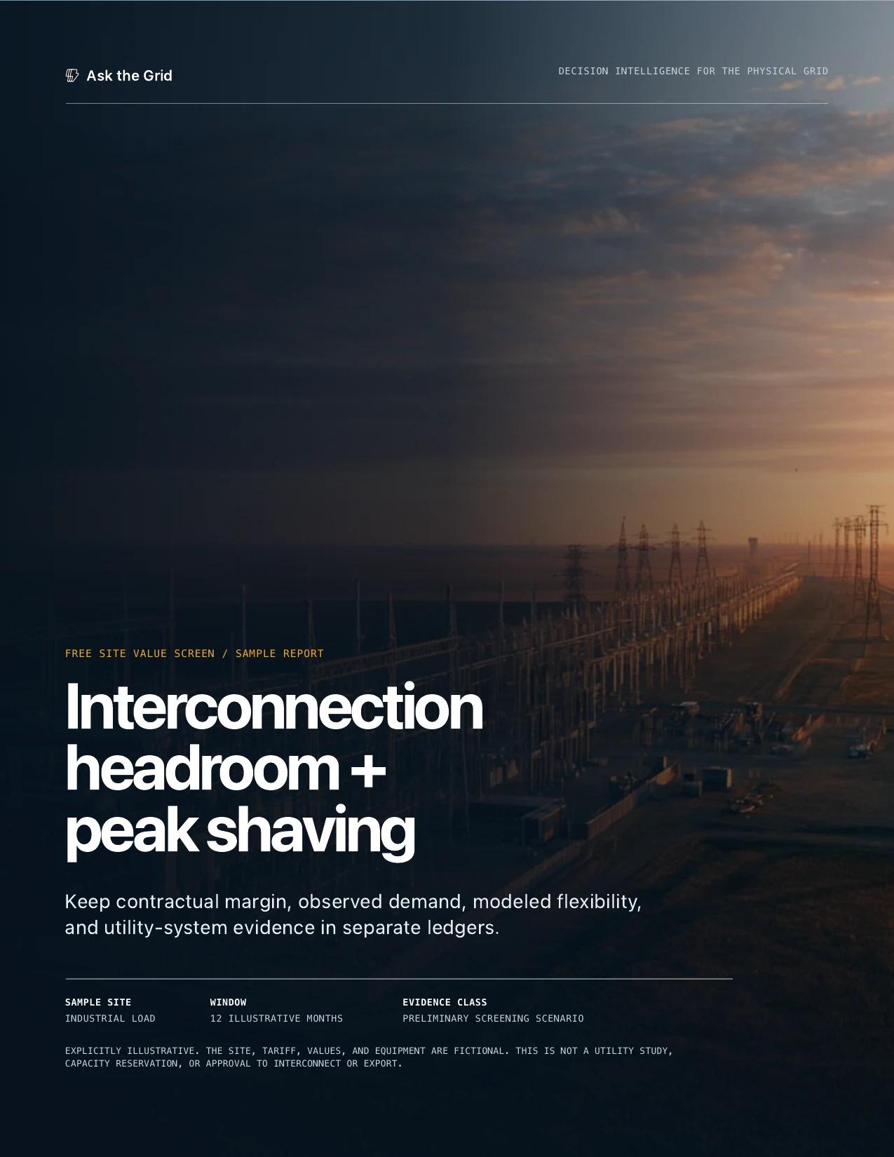 Cover of the illustrative interconnection headroom and peak-shaving report