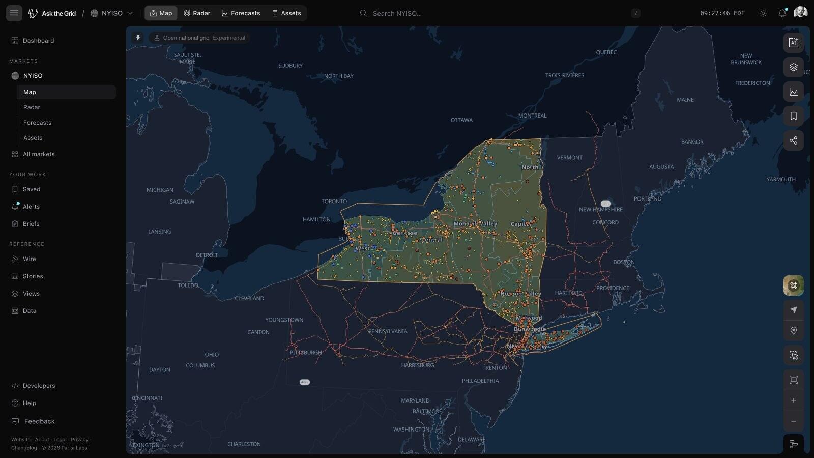 A map of the New York ISO footprint