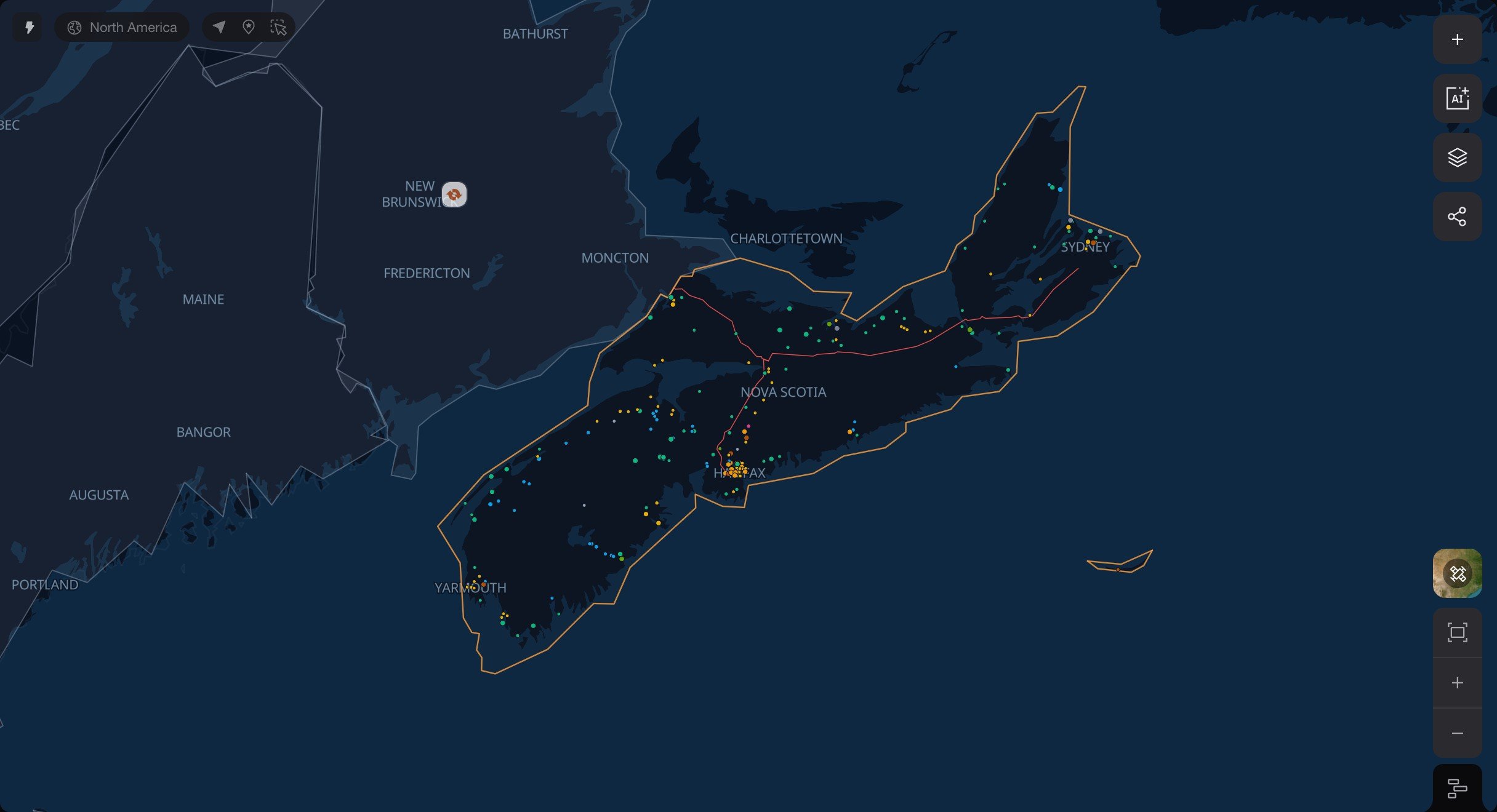 IESO Nova Scotia infrastructure map across Nova Scotia
