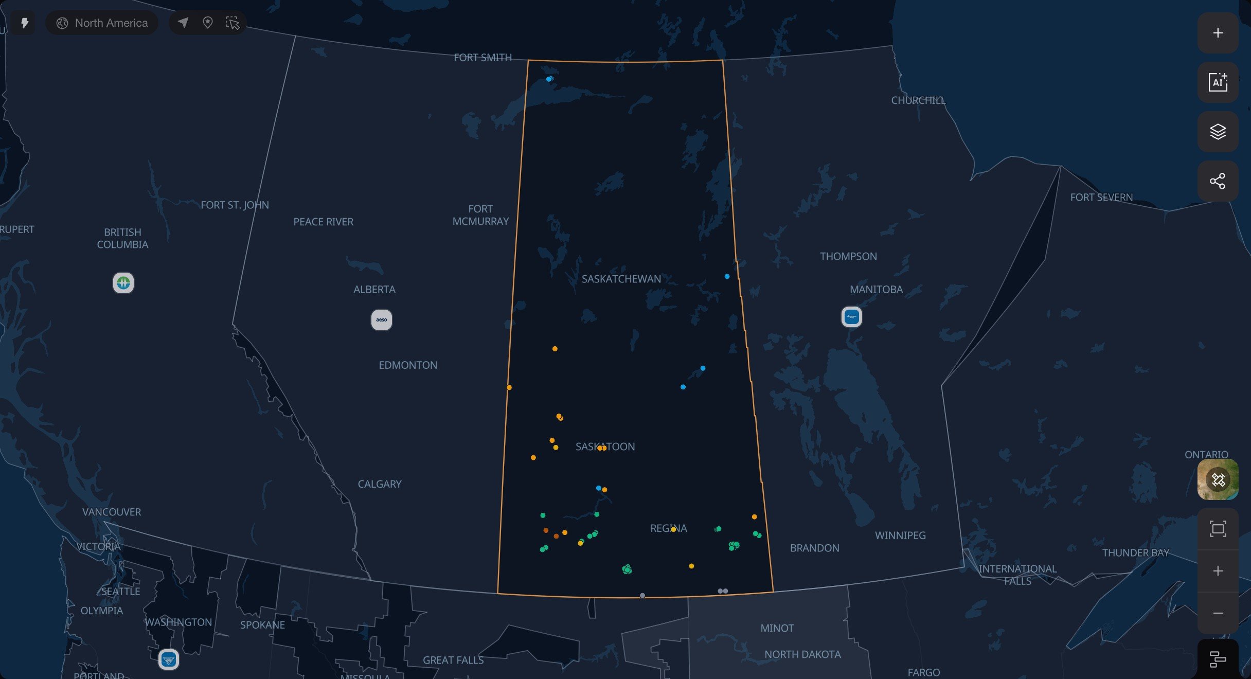 SaskPower infrastructure map across Saskatchewan