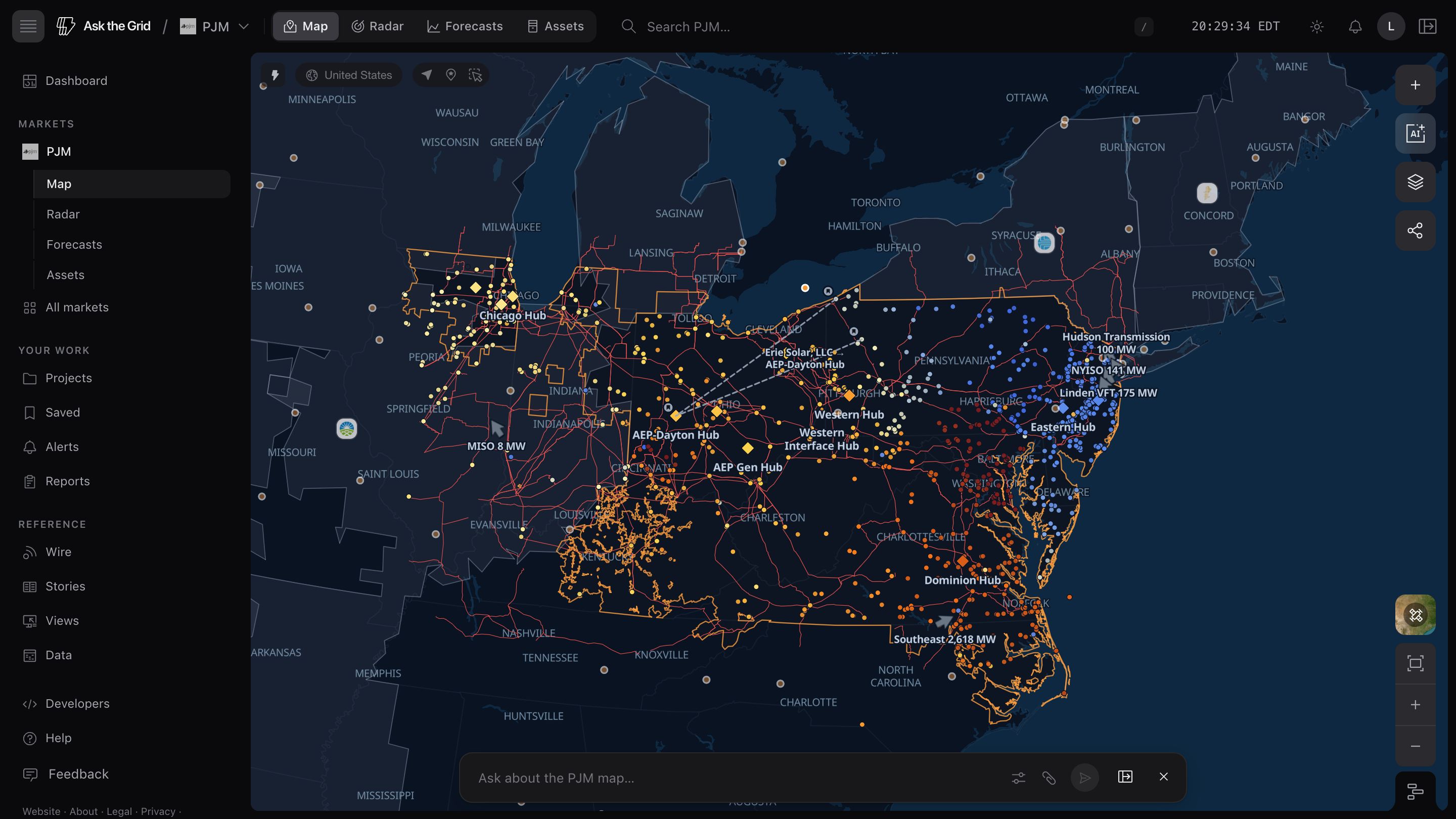 PJM Grid: Real-Time Prices, Demand and Map · Ask the Grid