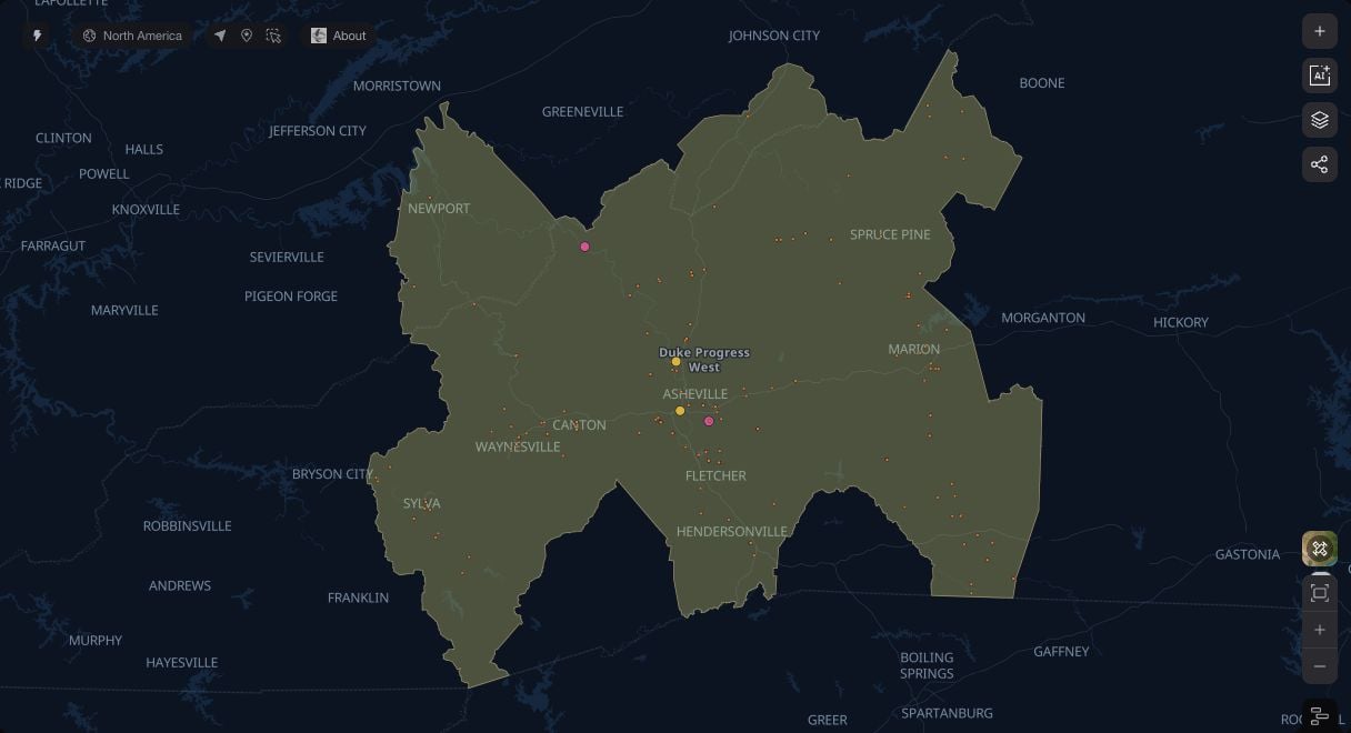 Duke Energy Progress West's territory with its generating facilities and transmission lines