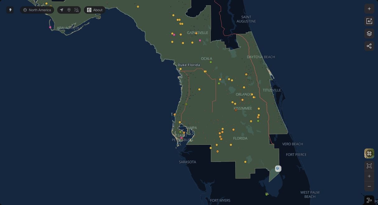 Duke Energy Florida's territory with its generating facilities and transmission lines