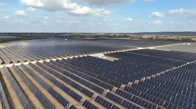 Aerial view of the Blevins Solar and Storage Project.