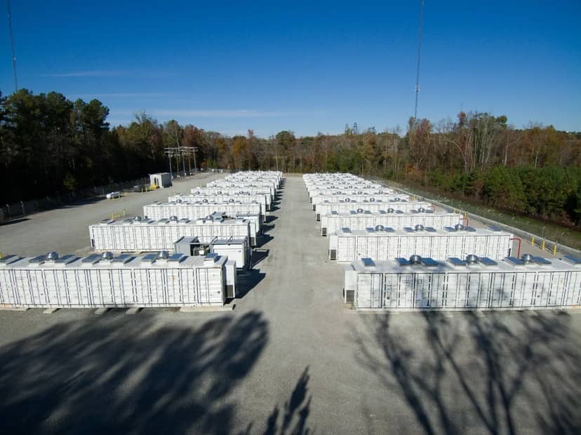 Battery enclosures at Dominion Energy Virginia's Dry Bridge storage facility.