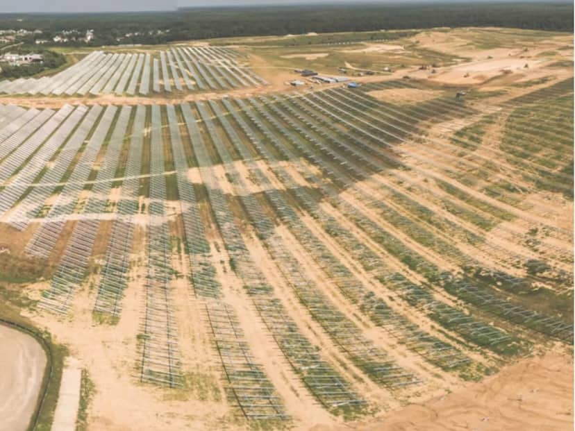 Aerial view of Shoreham Solar Commons on Long Island